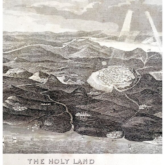 The Holy Land Scenery Woodcut Print 1872 Victorian Religious Art DWAA6 - Picture 1 of 2